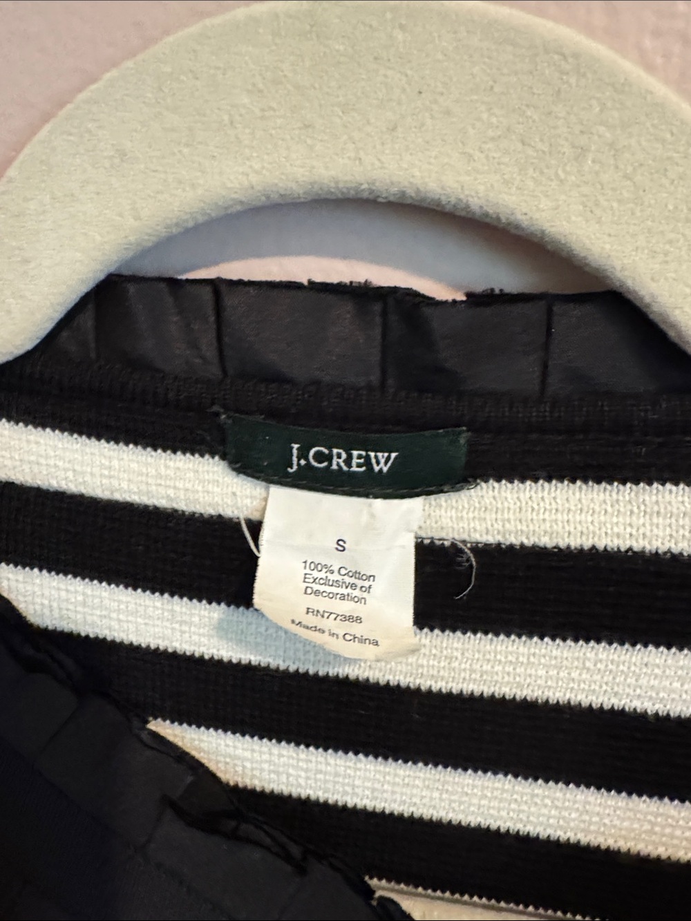 J. Crew Black and White Striped Ruffle Tie-Neck Cardigan - Picture 2 of 4